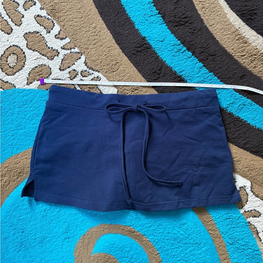 Edikted Navy Blue Mini Skort with Front Tie Drawstring - Picture 5 of 7